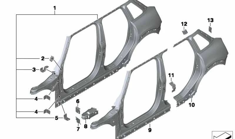 Marco lateral exterior derecho OEM 41007408788 para MINI F55 Cooper, Cooper S, versiones automáticas y manuales (2014-2024). Original MINI.
