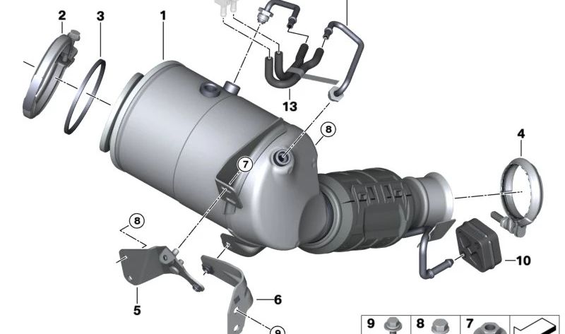 Soporte de catalizador cercano al motor OEM 18329845451 para BMW U06 (Serie 2 Active Tourer). Original BMW.