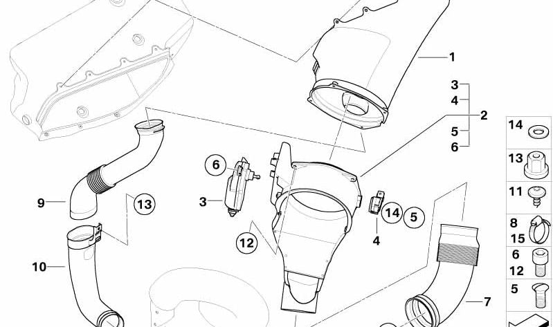 Conducto de aire OEM 11617833646 para BMW E46 M3 CSL. Pieza original BMW para el sistema de admisión de aire. Compatible únicamente con los modelos E46 M3 CSL (BL95 y BL96). Original BMW.