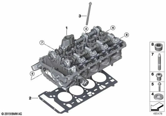 Cylinder head with valve actuator OEM 11121544163 for BMW F90 M5, F91 M8, F92 M8, F93 M8, X5 M F95, X6 M F96. Genuine BMW.