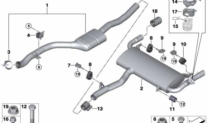 Silencioso trasero con válvula de escape OEM 18308693961 para BMW (X4 G02). Original BMW.