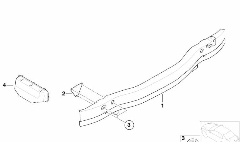 Soporte paragolpes trasero OEM 51127015002 para BMW E65, E66. Original BMW.