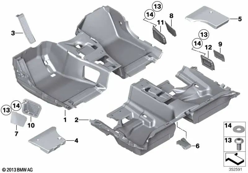 Doublure du sol arrière pour BMW E84 (OEM 51472993950). BMW d'origine