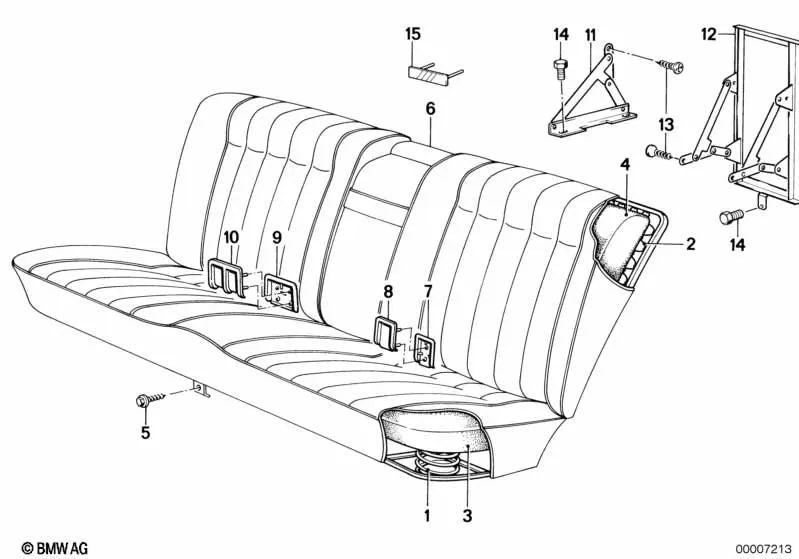 Capa de respaldo derecha OEM 52201930918 para BMW Serie 5 E28. Original BMW.