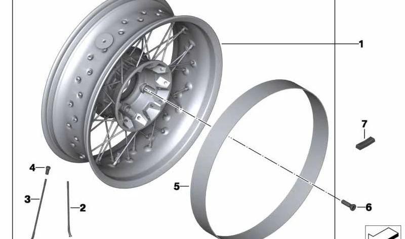 Rueda de radios plata trasera OEM 36318546288 para BMW Motorrad R1200 R (K27). Original BMW Motorrad.