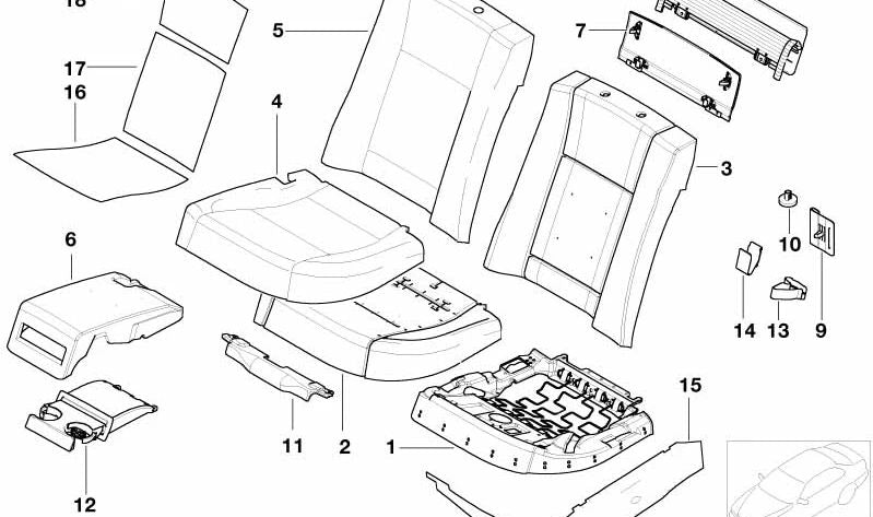 Clip de fijación para moldura inferior OEM 52108175058 para BMW E39, E60, E61, F07, E38, E65, E66. Original BMW.
