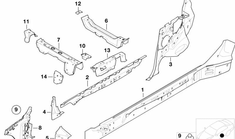 Revestimiento interior pilar B izquierdo OEM 41007022003 para BMW E46. Original BMW.