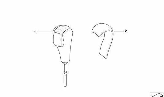 Empuñadura de palanca cambio cuero OEM 24108025848 para BMW E52 Z8. Repuesto original BMW.