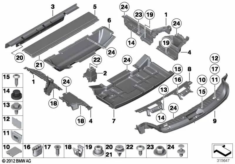 Cubierta del Traviesa para BMW Serie 5 F07 (OEM 51479167383). Original BMW.