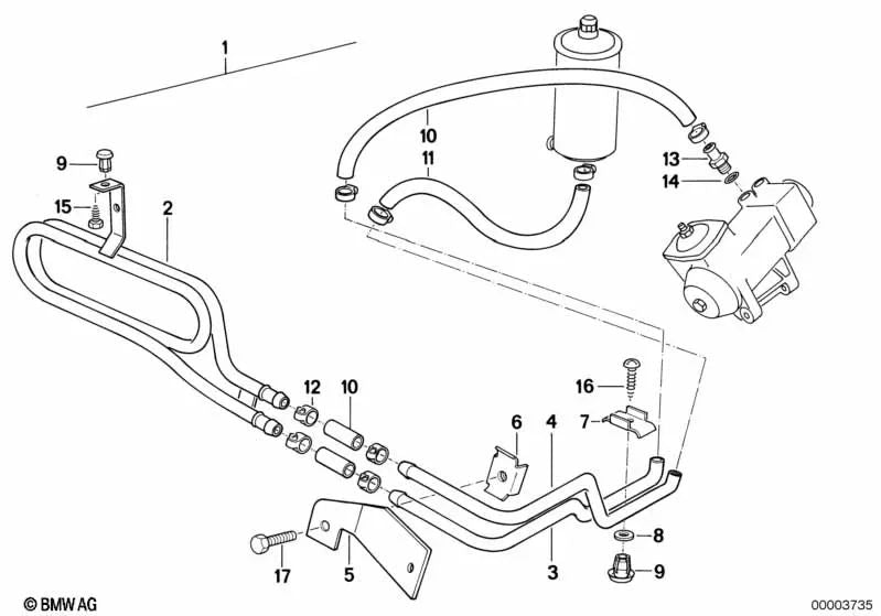 Manguera para BMW E24 (OEM 32411134825). Original BMW