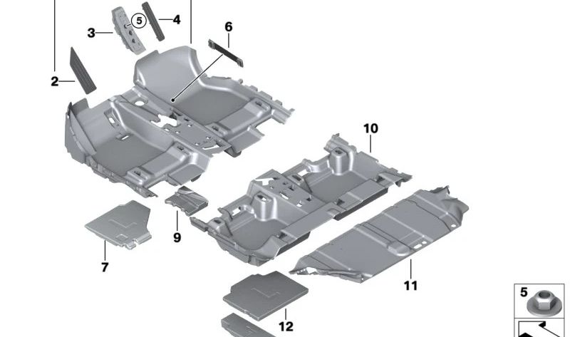 Revestimiento del suelo trasero para BMW F39 (OEM 51477450403). Original BMW.