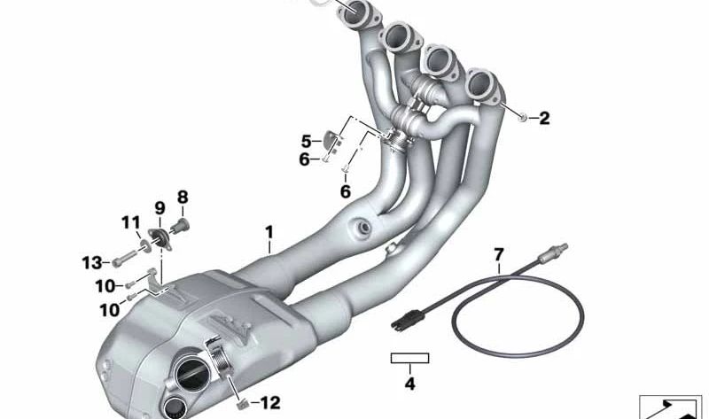 Tornillo cúpula M5x8 OEM 18127653541 para BMW Motorrad S 1000 RR (SK46: 2009-2018). Pieza original BMW Motorrad. Ideal para fijaciones en el sistema de escape.