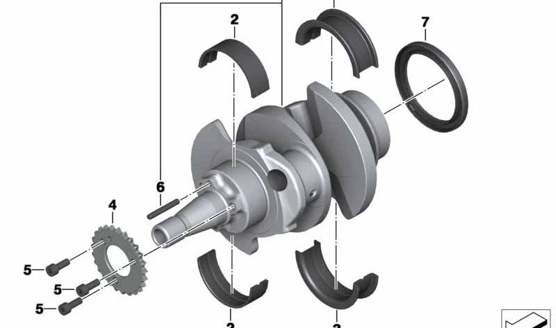 Semicojinete verde +0,25 OEM 11218521868 para motos BMW R1200GS, HP2 Enduro, R nineT... y más. Original BMW Motorrad.