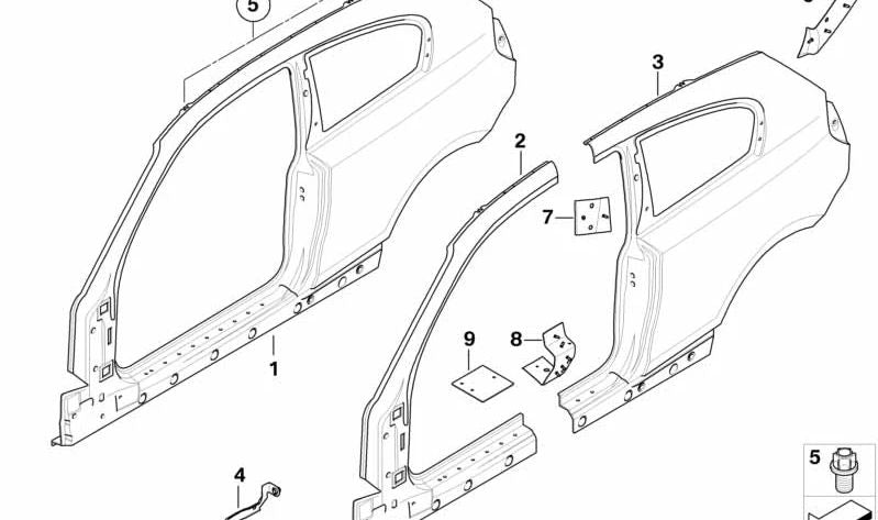Marco lateral exterior derecho OEM 41217177988 para BMW E81. Pieza original BMW.