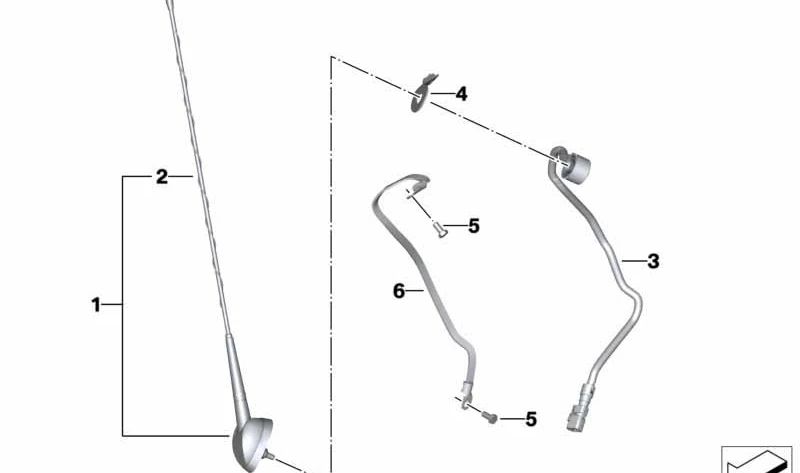 Cabo de antena OEM 65217728902 para BMW Motorrad K 1600 GT, GTL, Bagger e R 1200 RT, R 1250 Rt. Compatível com os modelos KK48, KK61, RK26, RK52. Substituição original do BMW Motorrad.