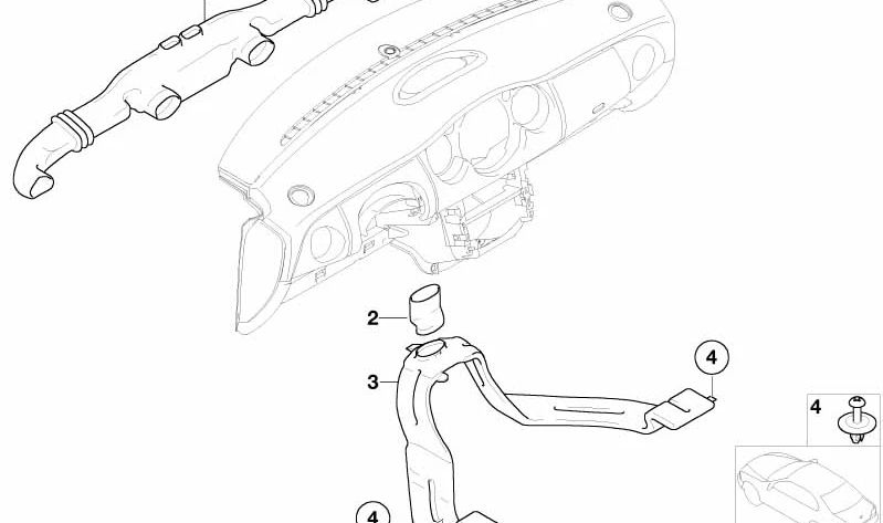 Canal de aire frío OEM 64227124284 para MINI R50, R53, Cabrio R52. Original MINI.