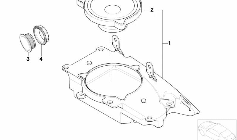 Altavoz de agudos HiFi OEM 65136906973 para BMW E46. Pieza de sonido original BMW. Ideal para mejorar el sistema de audio del coche. Color negro. Original BMW.