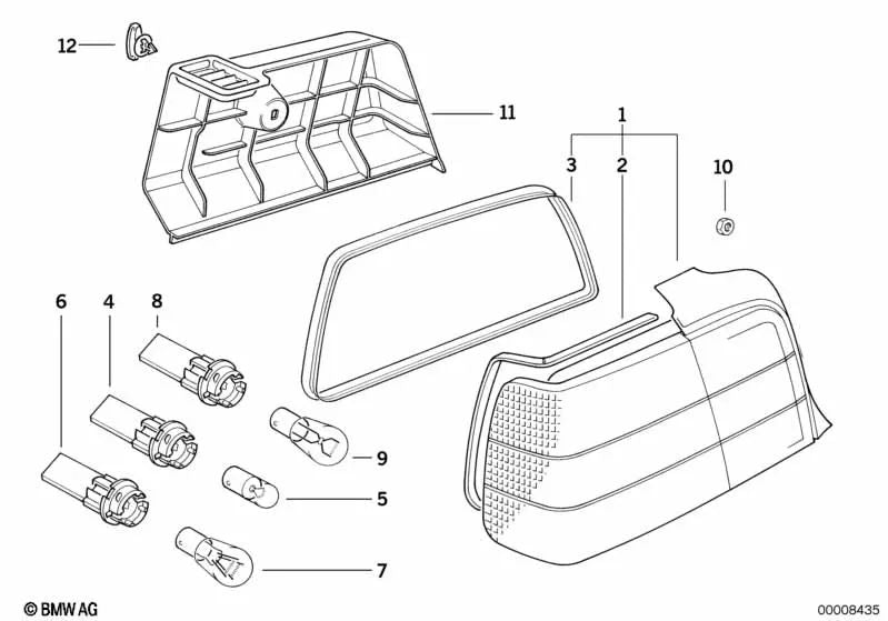 Pilota posteriore destro per la serie BMW 3 E36 (OEM 63218353274). BMW originale