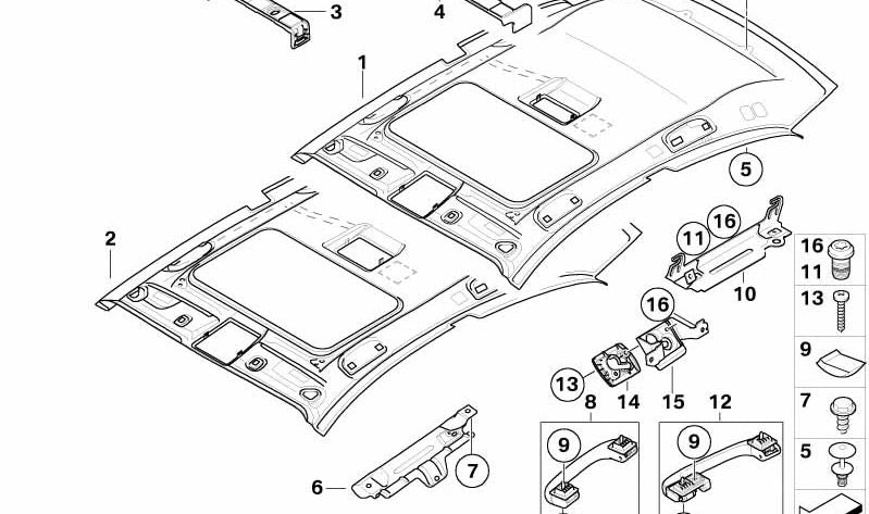 Asa de techo trasera derecha OEM 51167312182 para BMW E81, E87. Original BMW.