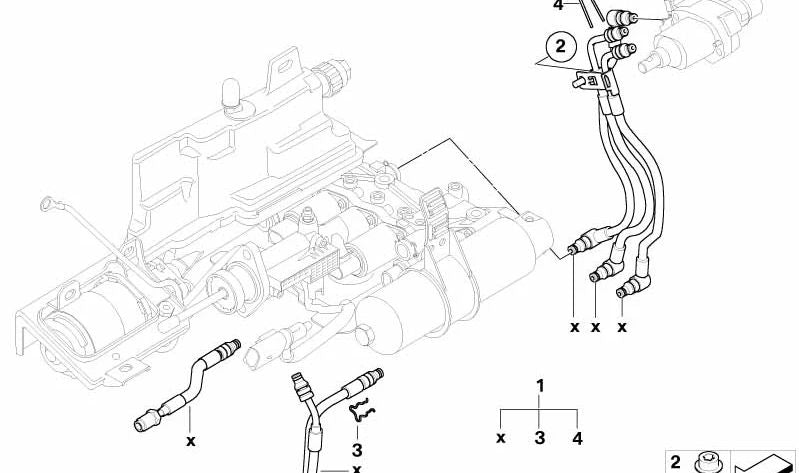 OEM hydraulic pipes 23427571293 for BMW E46, E60, E61, E63, E64, E85 (Automatic SMG change). Original BMW.