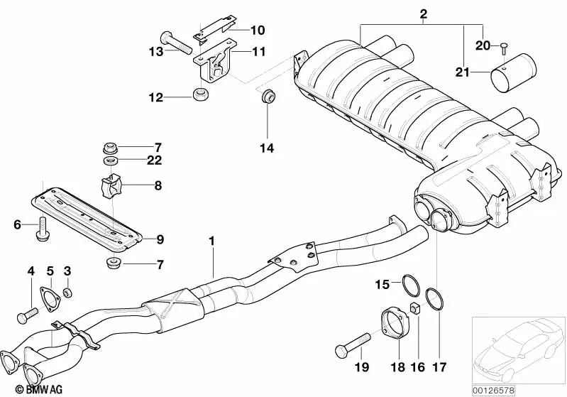 OEM Rear Intermediate Pipe 18107832313 for BMW E46 M3. Genuine BMW.