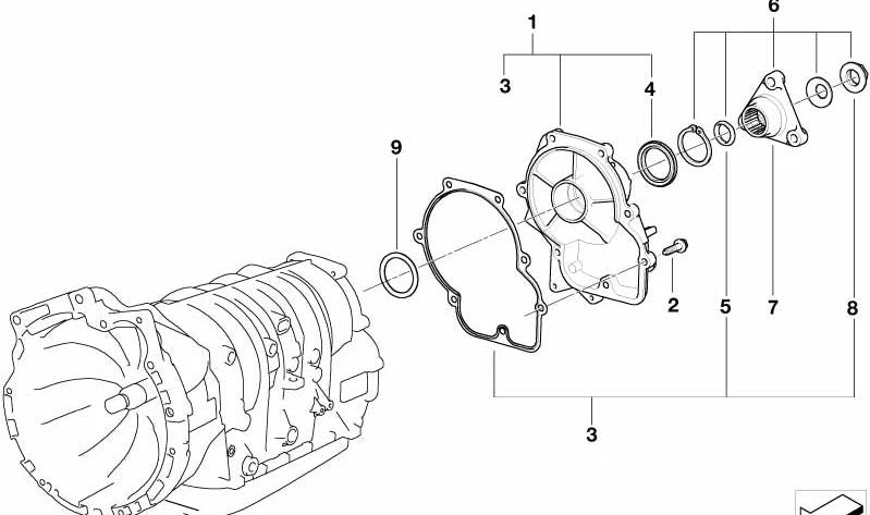 Kit de reparación del flange de salida OEM 24217515389 para BMW E46, E39. Original BMW.
