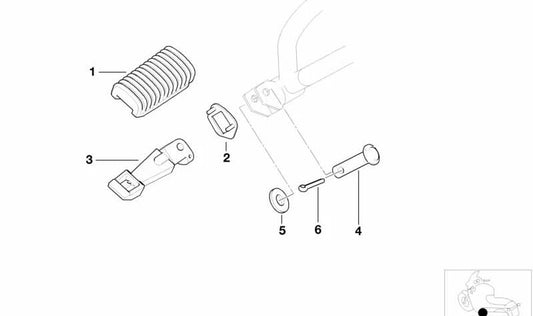 Descansa-pies trasero izquierdo OEM 46712310403 para BMW R1200RT, F650GS, K1600GTL... y más. Original BMW Motorrad.