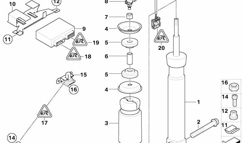 Soporte de muelle trasero OEM 33522283868 para BMW E61. Original BMW.