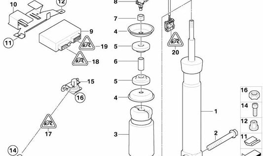 Soporte de muelle trasero OEM 33522283868 para BMW E61. Original BMW.