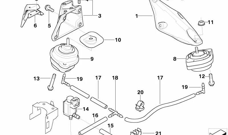 Left engine mount OEM 22116765561 for BMW E46, E83. Original BMW.