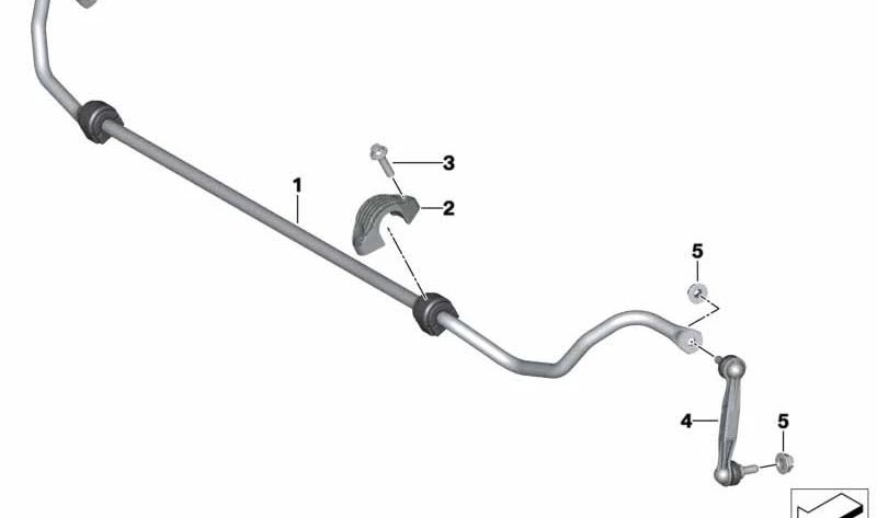 Bieleta estabilizadora trasera derecha OEM 33506785608 para BMW F20, F21, F22, F23, G42, F30, F31, F34, G20, G21, F32, F33, F36, G22, G23, G26, E84, G29, I12, I15. Original BMW.