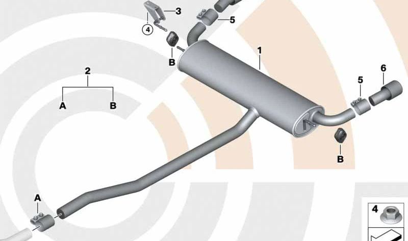 Kit de montaje silenciador posterior OEM 18302455257 para MINI Countryman R60, Paceman R61... y más. Original MINI.