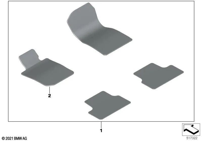 BMW E46, F30, E53 Carpet Satz (OEM 51475A45A88). BMW d'origine