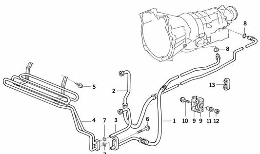 Tubo do radiador de óleo para BMW Série 3 E36 (OEM 17222244576). BMW originais.