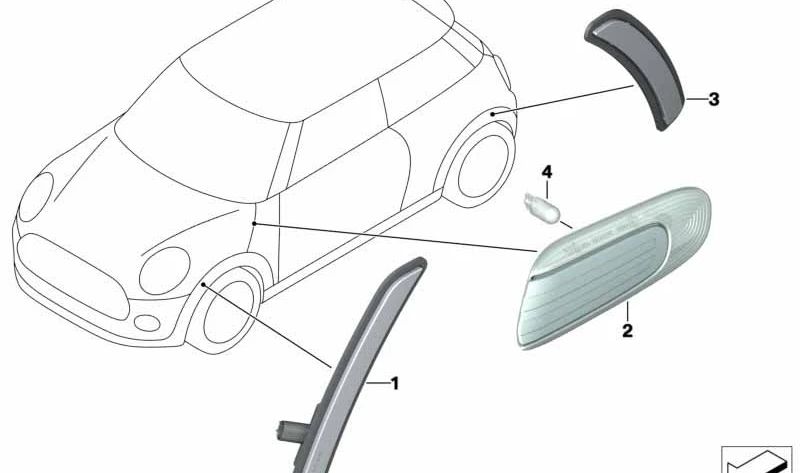 Luz marcadora traseira esquerda OEM 63147352163 para MINI Clubman F54, F54 LCI. MINI originais.