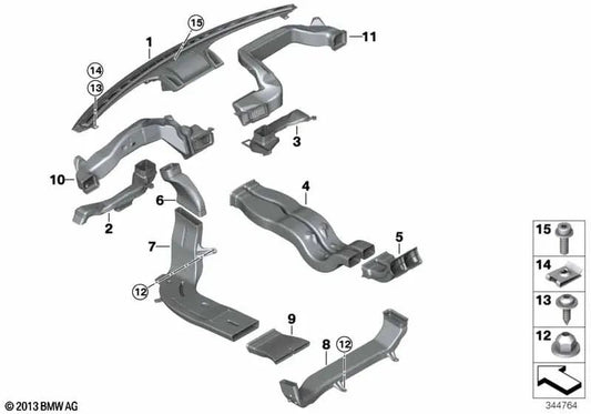 Left cold air duct for BMW X5 F15, F85, X6 F16, F86 (OEM 64229258255). Original BMW