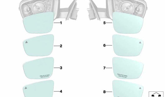 Der linke Weitwinkel erhitzte Spiegelglas für BMW 1 F40 -Serie, Serie 2 F44 (OEM 51165A206E7). Original BMW