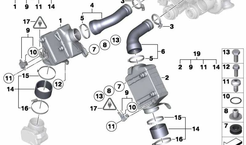 OEM -Lufteintrittsrohr 13717575407 für BMW F07, F10, F11, F06, F12, F13, F01, F02, F04, E70, F15, E71, E72, F16. Fahren Sie die Luft zum Motor. Original BMW.