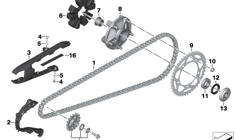 Juego rueda de cadena OEM 23008404494 para motos BMW F750GS, F850GS, F900R, F900XR... y más. Original BMW Motorrad.