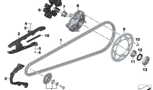 Juego rueda de cadena OEM 23008404494 para motos BMW F750GS, F850GS, F900R, F900XR... y más. Original BMW Motorrad.