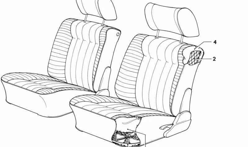 Soporte base asiento delantero OEM 52101841381 para BMW E12. Original BMW.