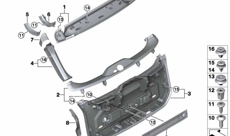 Revestimiento luna trasera superior para BMW Serie 3 G21, G21N (OEM 51497946715). Original BMW