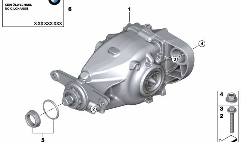 Grupo diferencial trasero OEM 33107636992 para BMW X5 F15 (xDrive30d, xDrive35i, xDrive40e) y BMW X6 F16 (xDrive30d, xDrive35i). Original BMW.