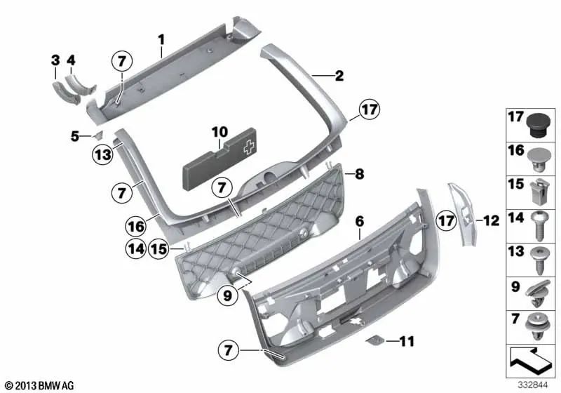 Couverture du canal d'eau droite pour BMW F11, F11n (OEM 51497233880). BMW d'origine.