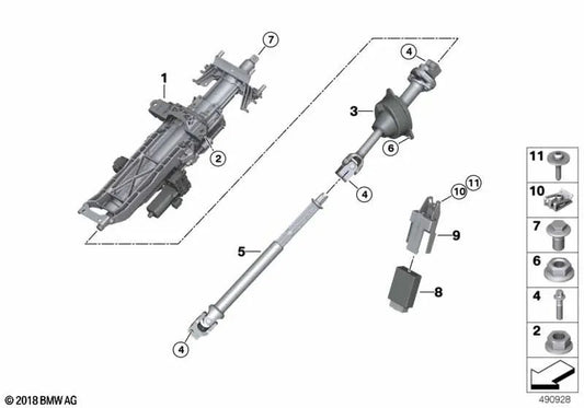 Mecanismo de mando para árbol de dirección OEM 32308842045 para BMW X5 G05, X6 G06, X7 G07... y más. Original BMW.