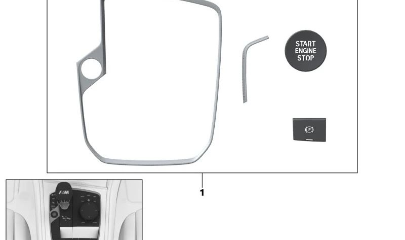 Juego embellecedores mando central OEM 61319502007 para BMW G87 (M2), G80 (M3 Competition, CS). Original BMW.