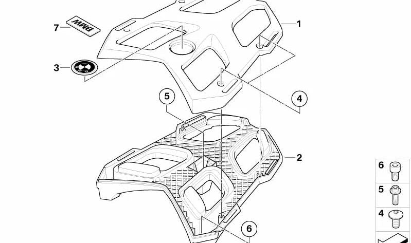 Puente portaequipajes OEM 46547691923 para motos BMW K1200 GT, K1300 GT. Original BMW Motorrad.