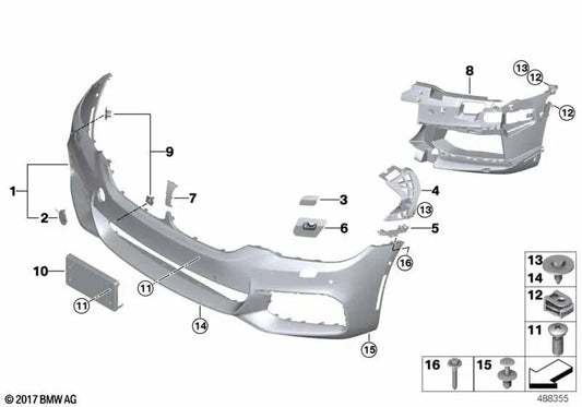 Suporte para o sistema de limpeza de farol direito para BMW G30, G31 (OEM 51118061778). BMW originais.