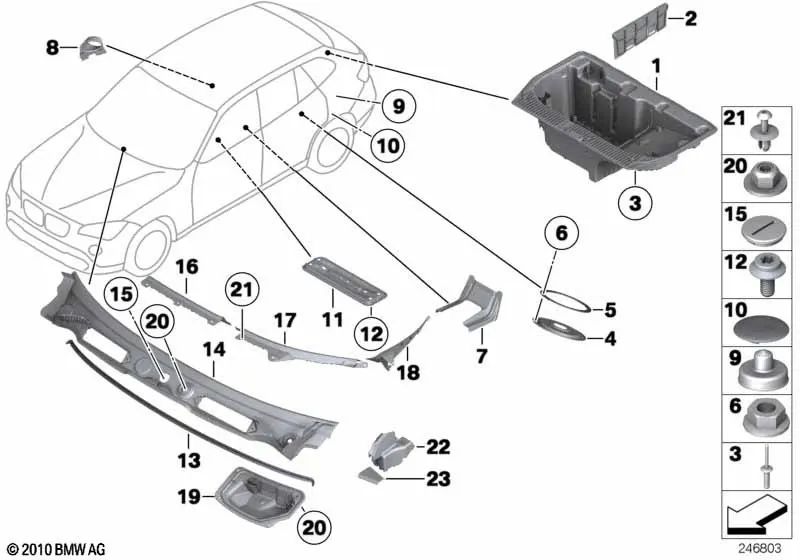 Cubierta del Parabrisas para BMW E84 (OEM 51712990143). Original BMW