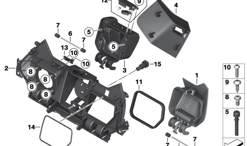 Copertura di alimentazione sinistra OEM 46637914912 per BMW C 400 GT, C 400 X, CE 04 ... e altro. BMW MOTORAD originale.